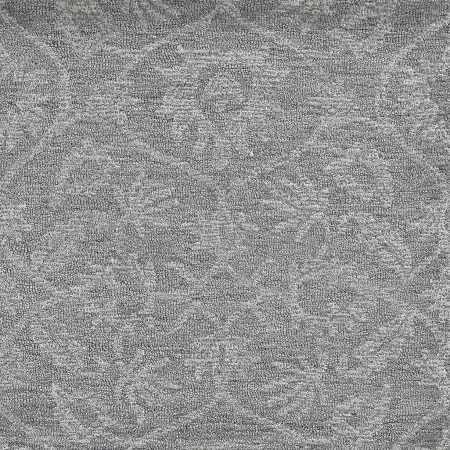 Gray And Light Gray Wool Floral Medallion Hand Tufted Area Rug