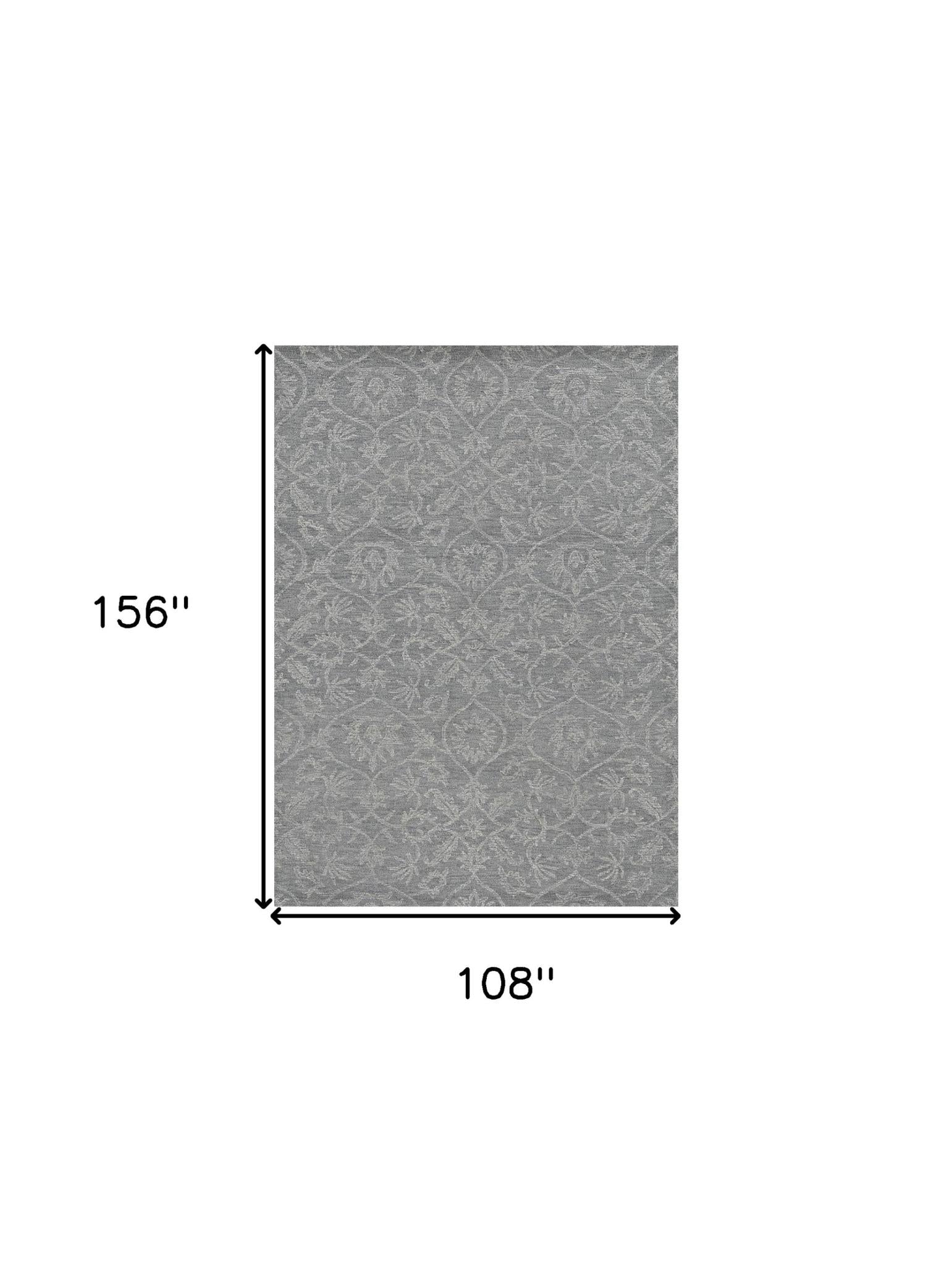Gray And Light Gray Wool Floral Medallion Hand Tufted Area Rug