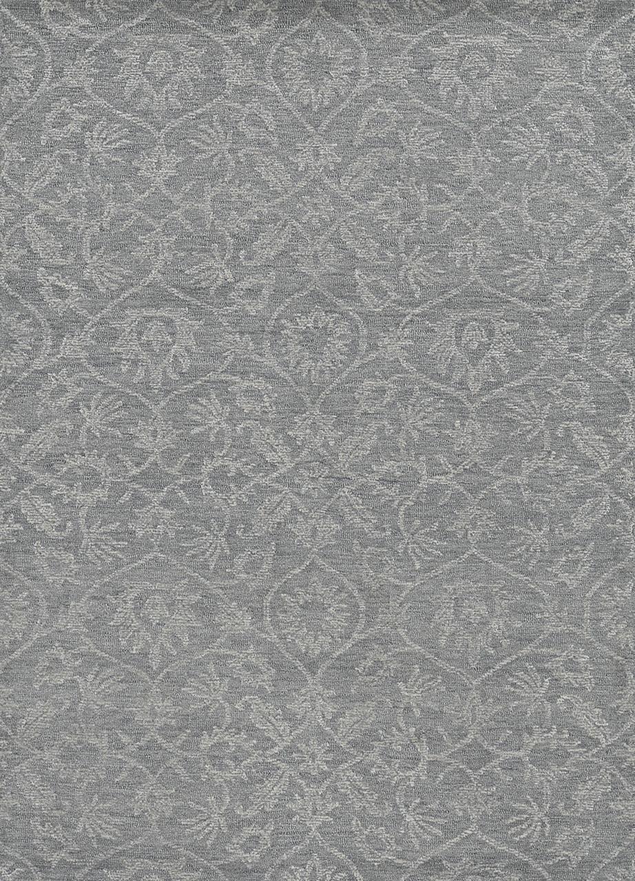 Gray And Light Gray Wool Floral Medallion Hand Tufted Area Rug