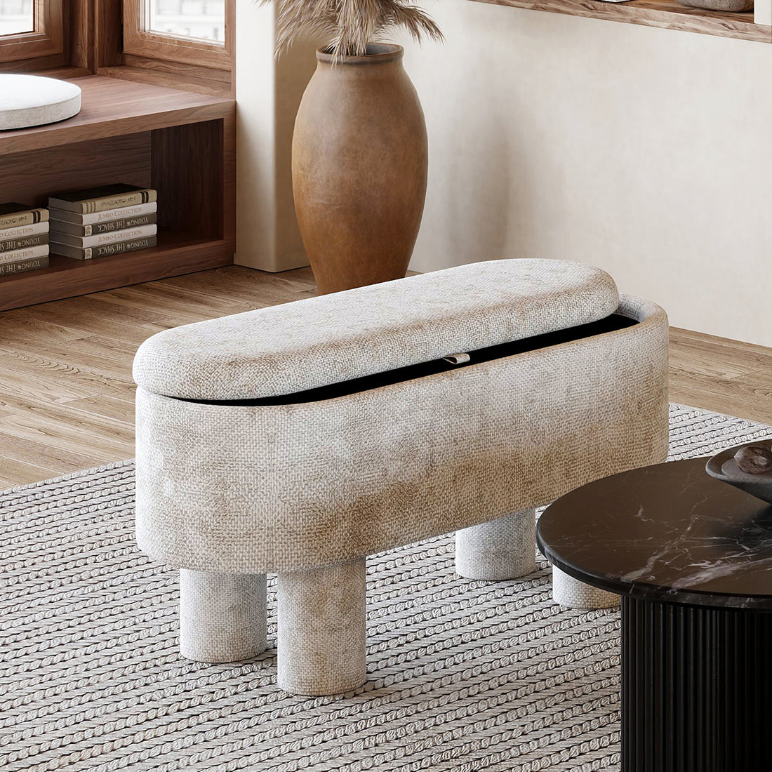 Sezron Storage Bench Beige