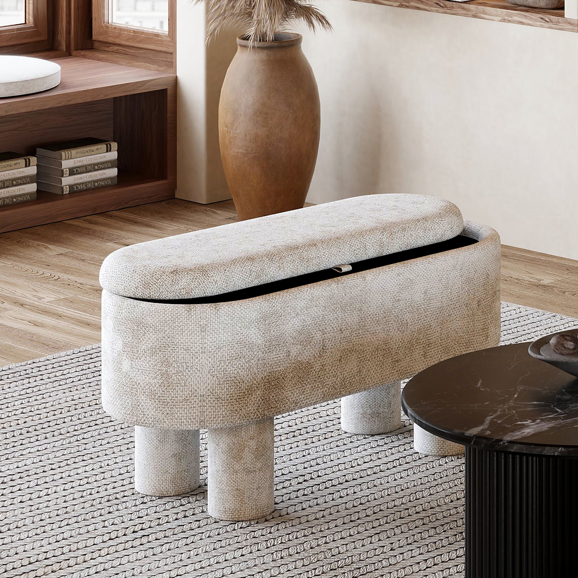 Sezron Storage Bench Beige