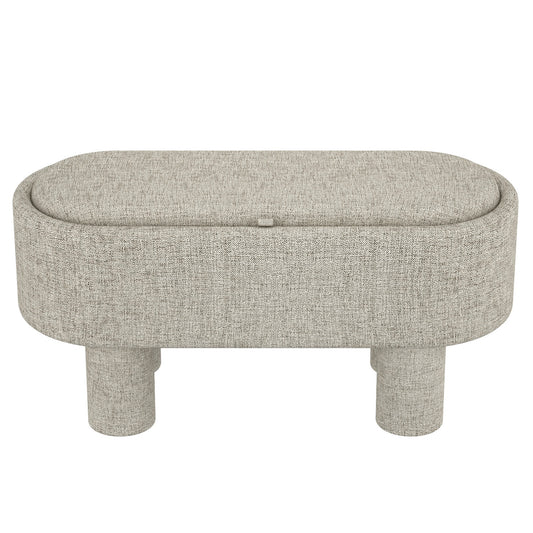 SEZRON-STORAGE OTTOMAN BENCH-WARM GREY