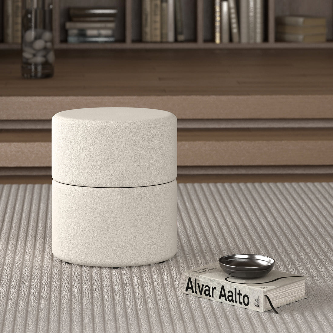 Novar Round Swivel Ottoman Cream