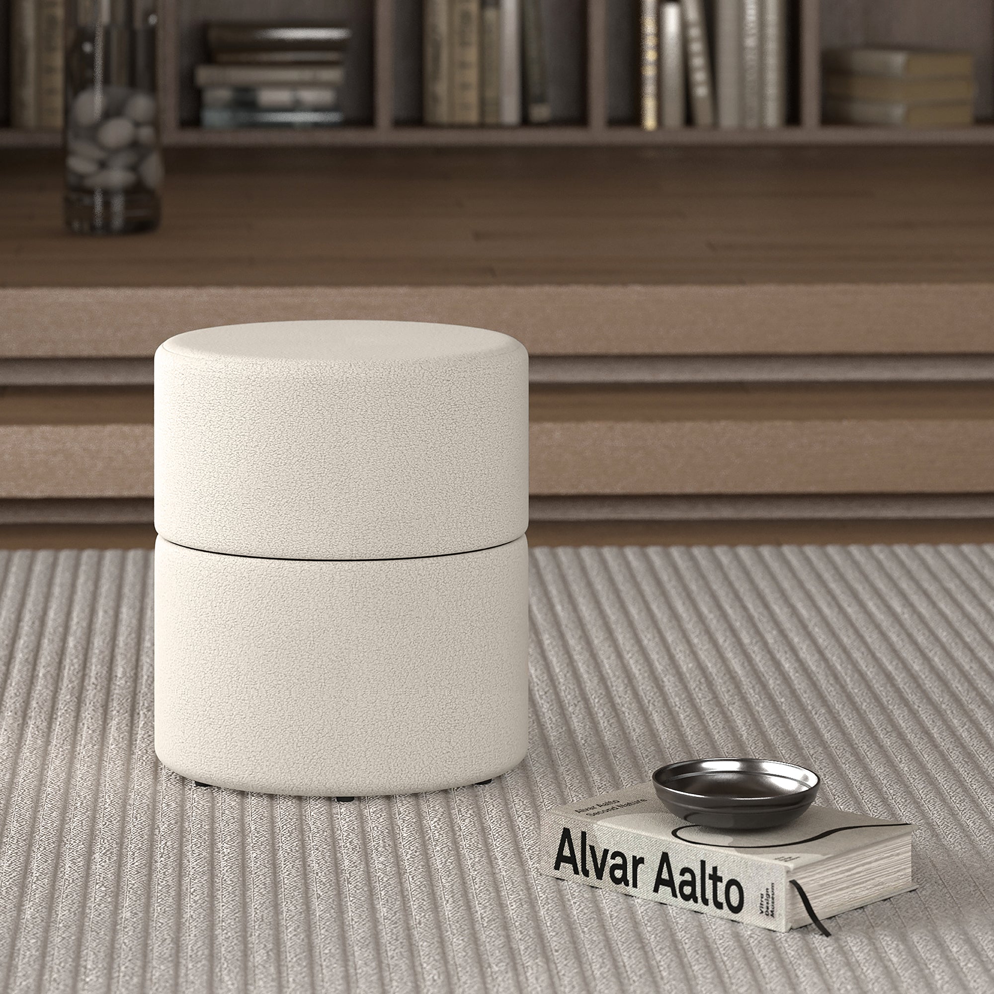 Novar Round Swivel Ottoman Cream