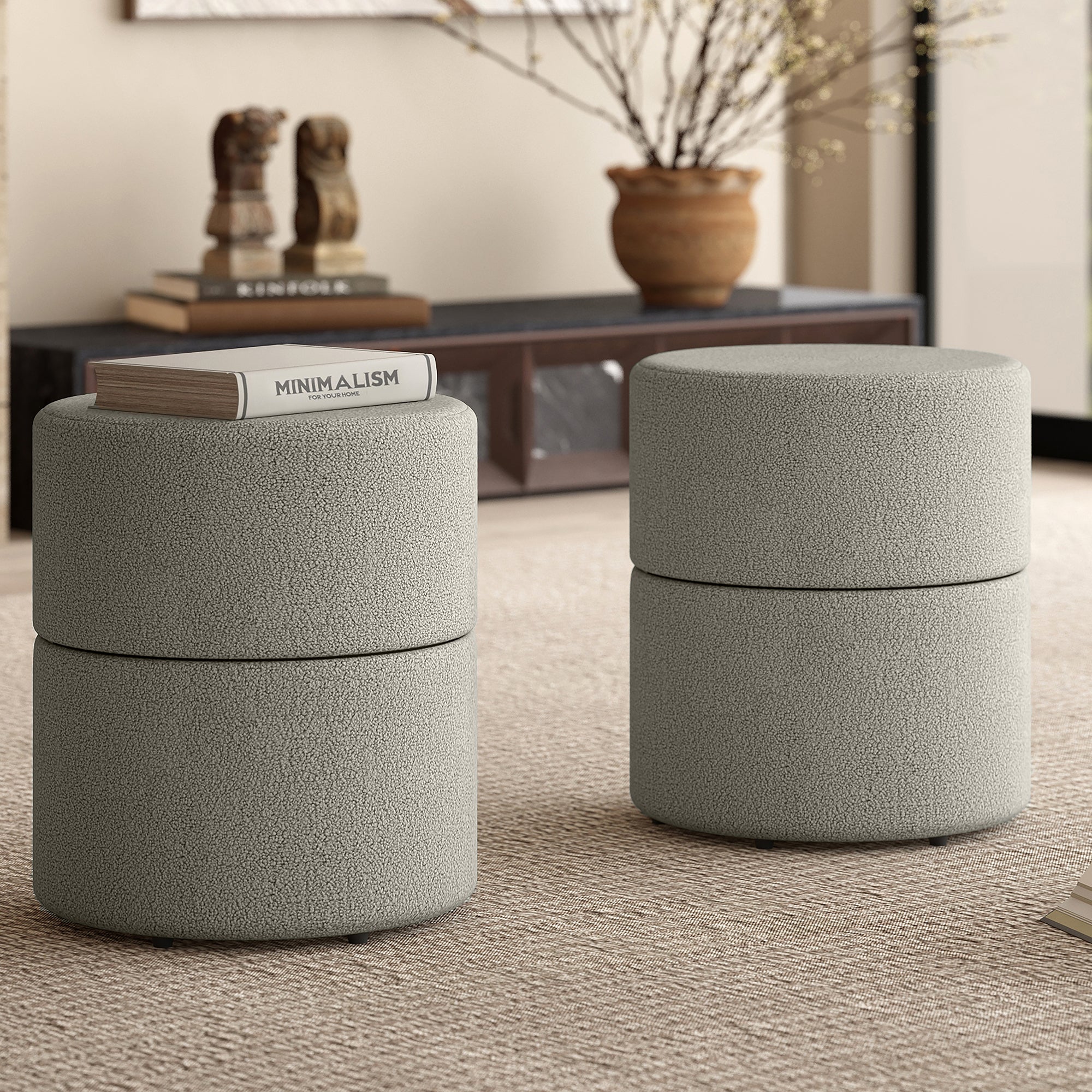 Novar Round Swivel Ottoman Warm Grey