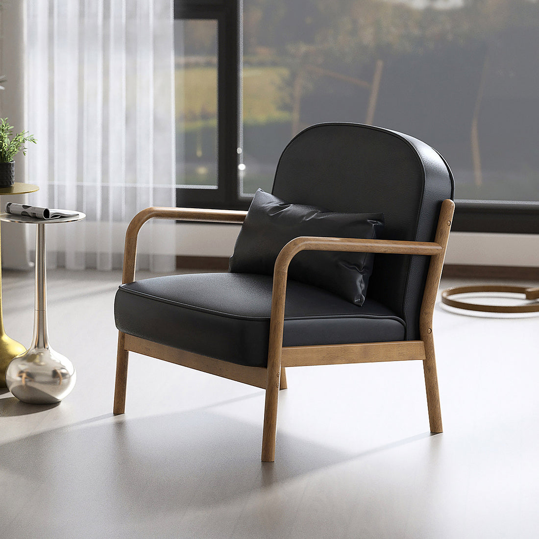 Fani Faux Leather Accent Chair
