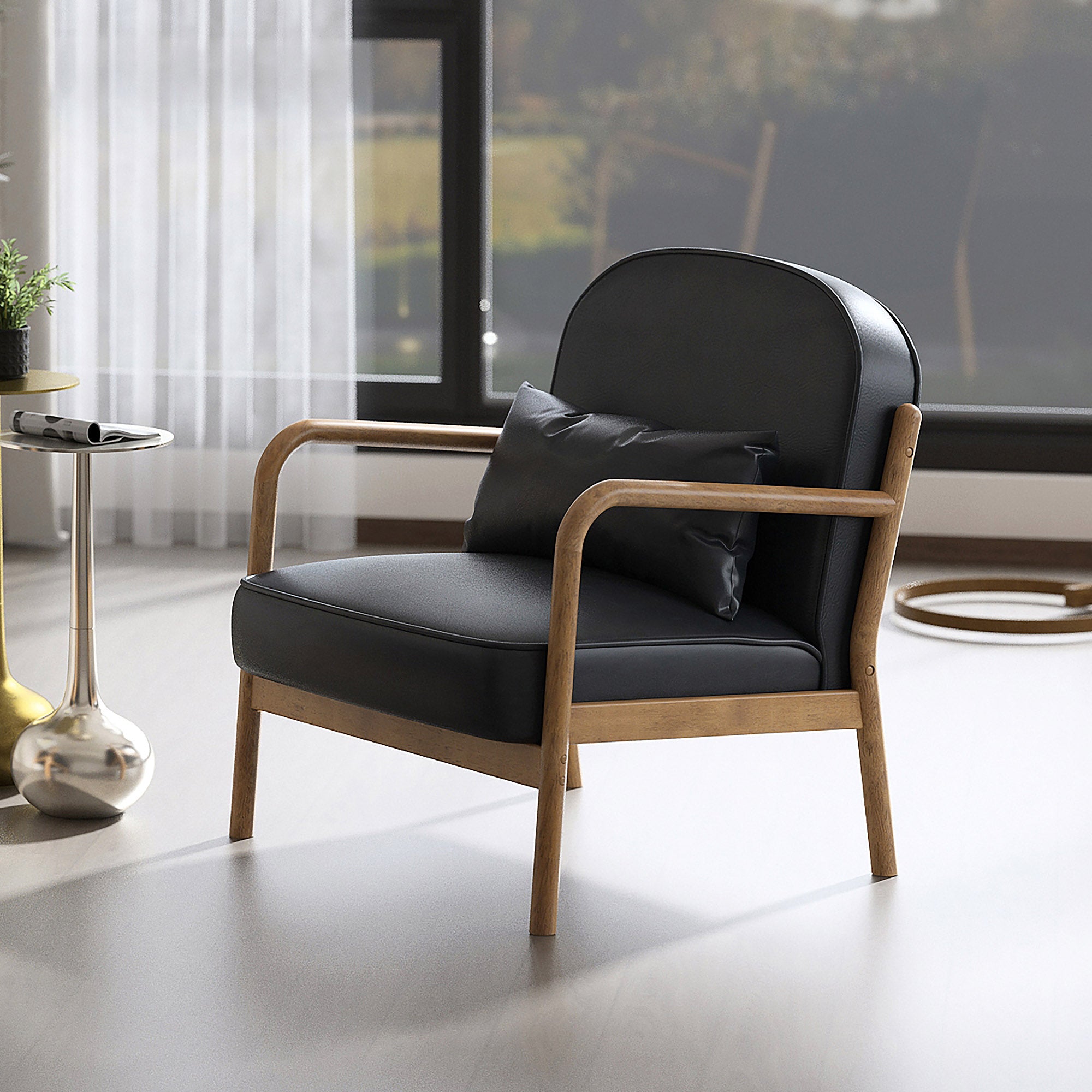 Fani Faux Leather Accent Chair
