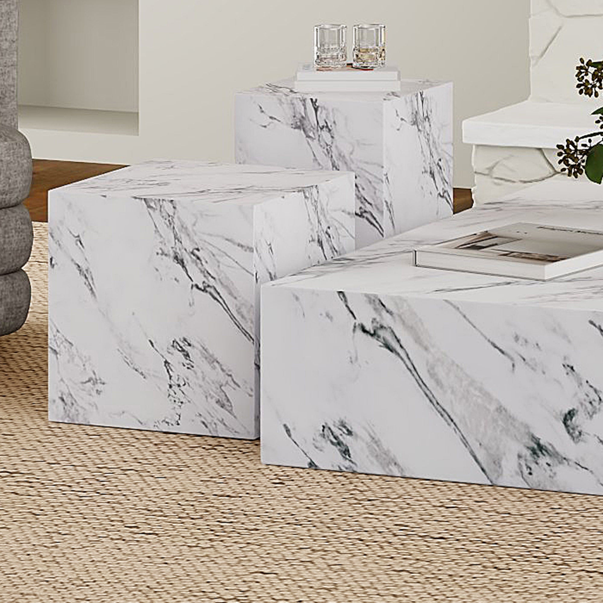 Artemis Square Accent Table Bulgari White