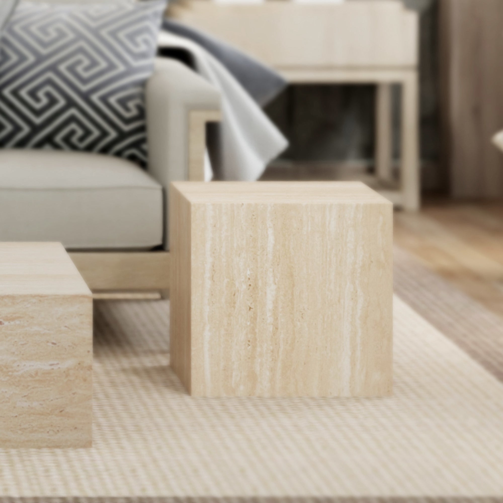 Artemis Square Accent Table Travertine