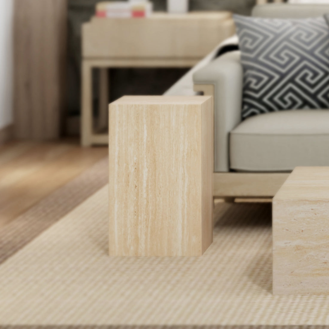 Artemis Tall Accent Table Travertine