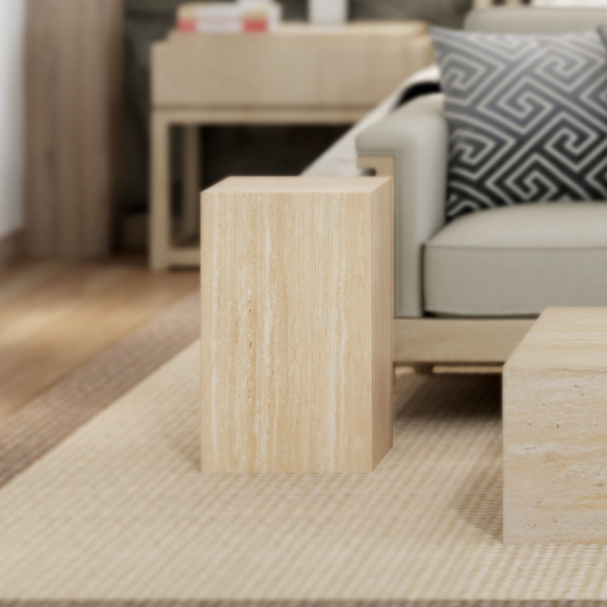 Artemis Tall Accent Table Travertine