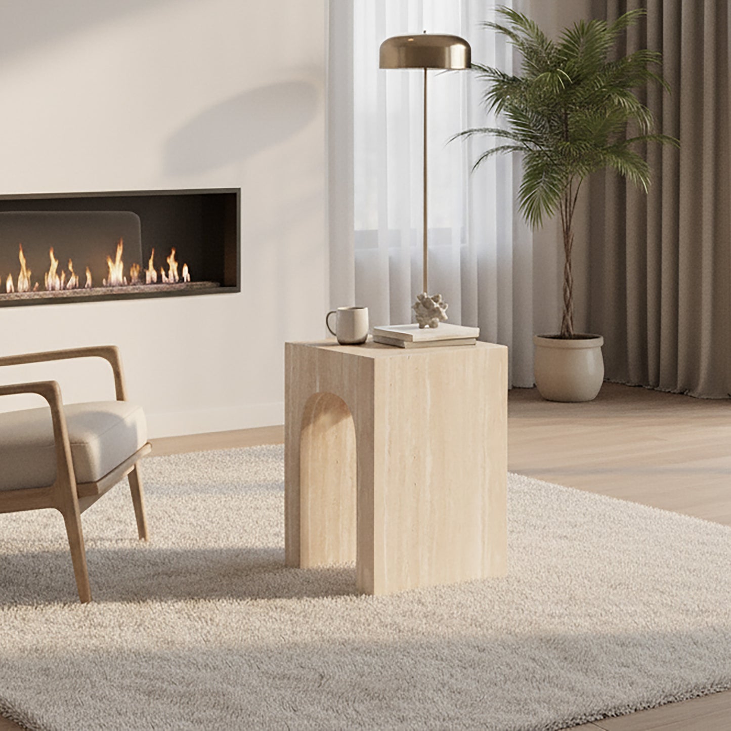 ATTICUS-ACCENT TABLE-TRAVERTINE