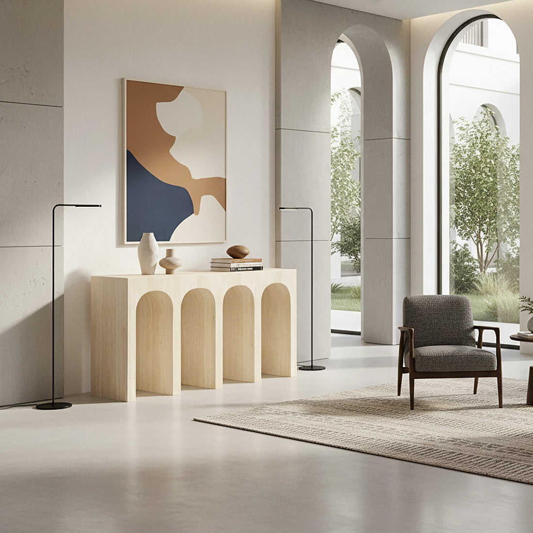 Atticus Grand Console Travertine