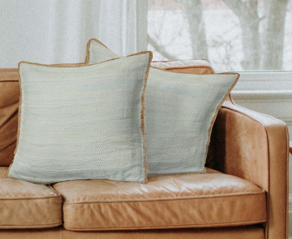 Gray And Natural Cotton And Jute Throw Pillows