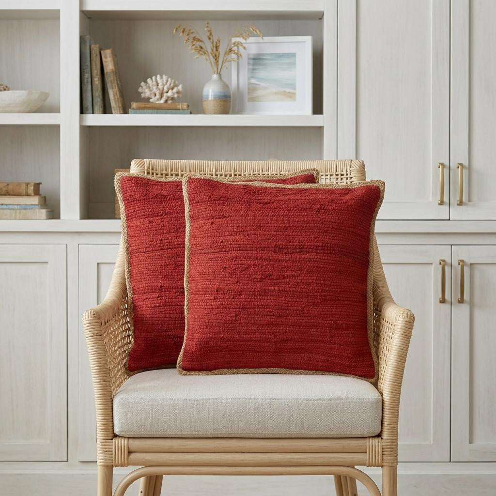 Gray And Natural Cotton And Jute Throw Pillows