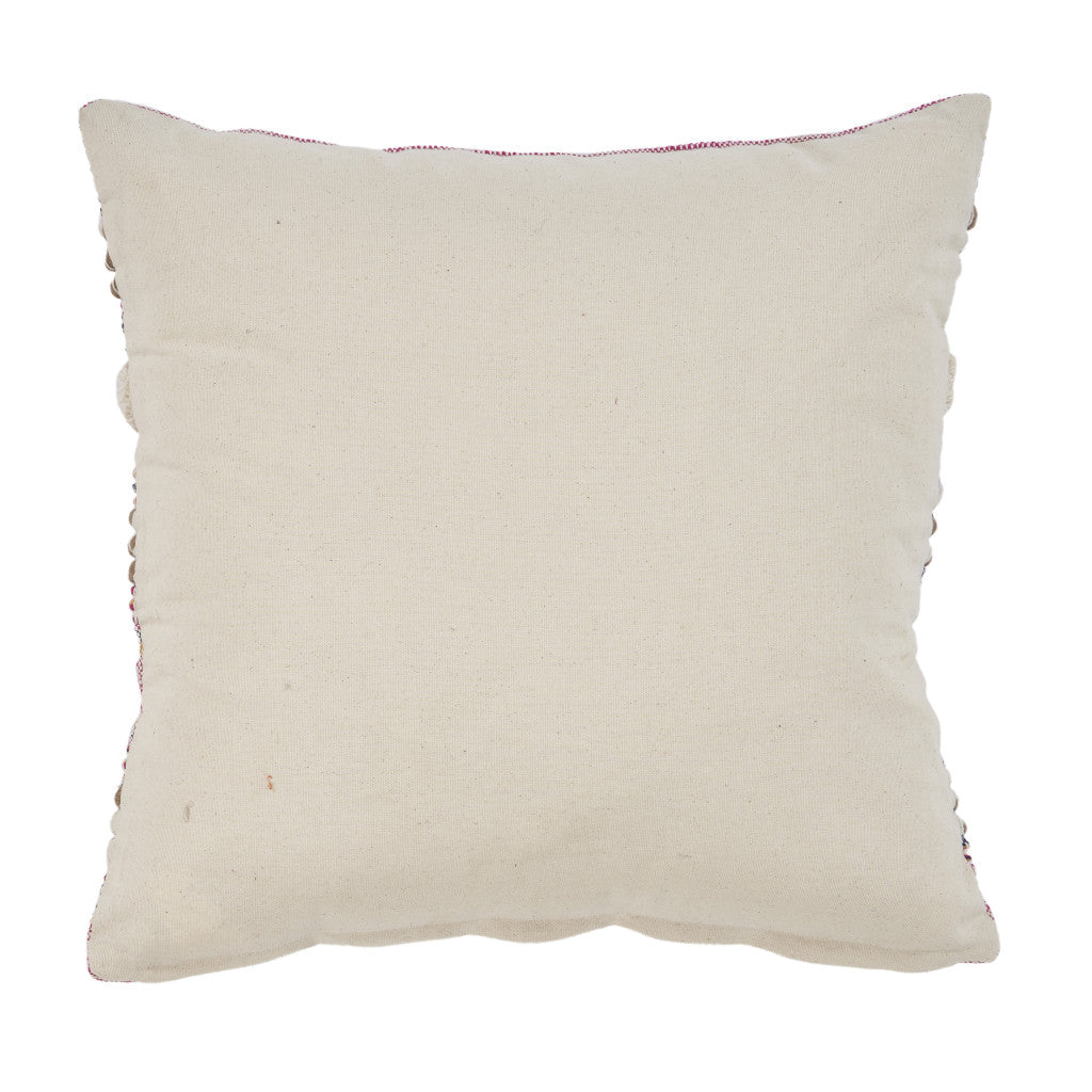 Pink Striped Cotton Throw Pillows With Fringe