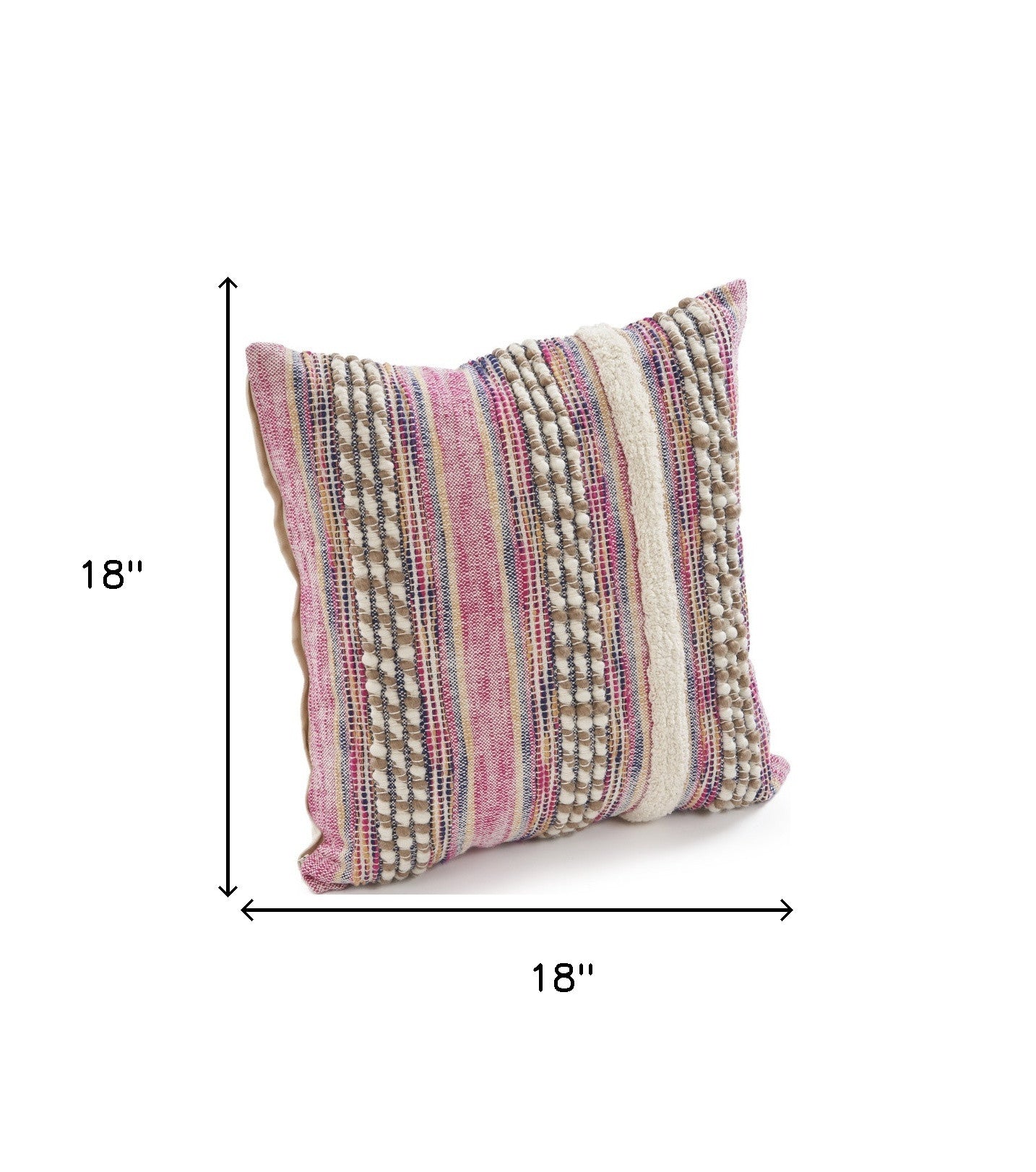 Pink Striped Cotton Throw Pillows With Fringe
