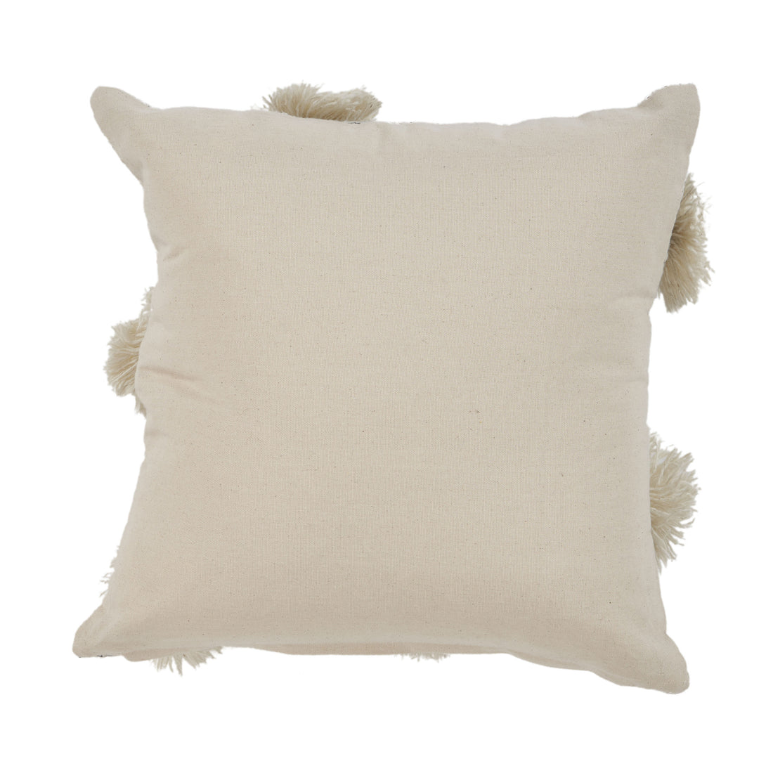 Gray and Ivory Floral Cotton Throw Pillows With Fringe