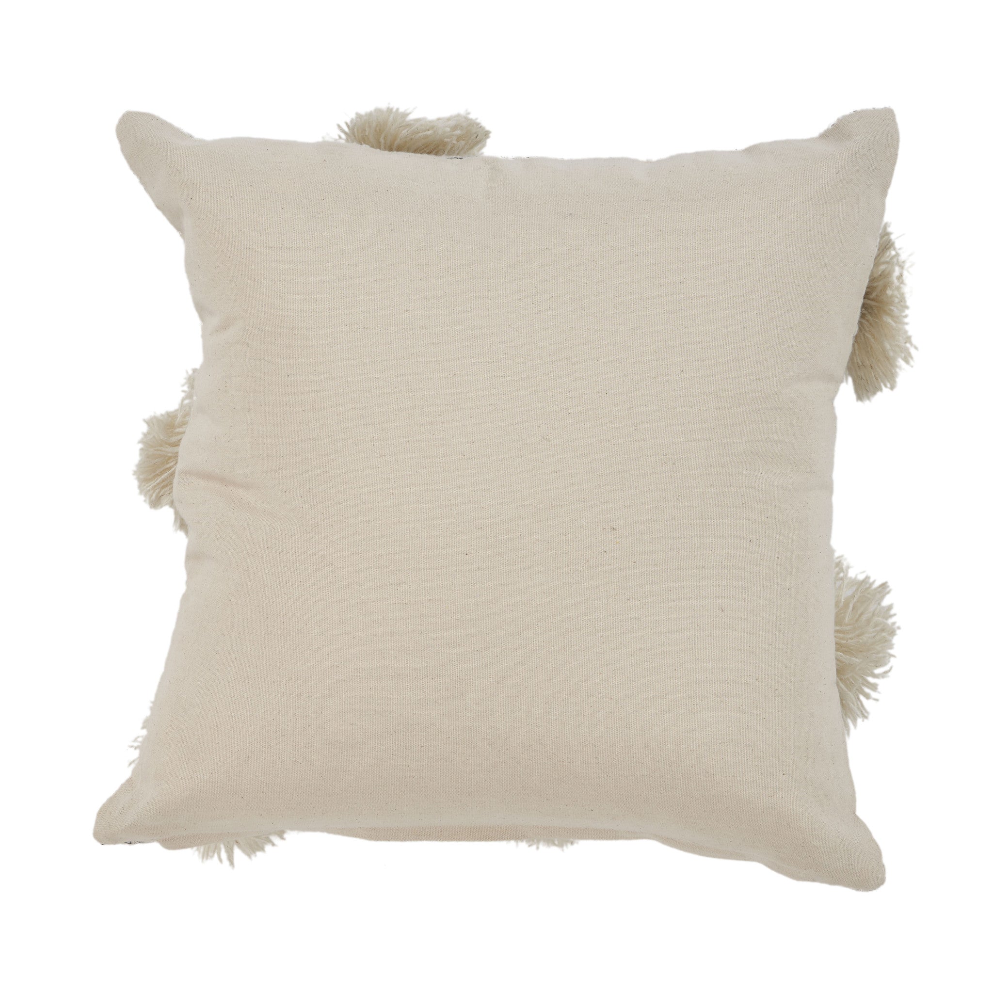 Gray and Ivory Floral Cotton Throw Pillows With Fringe