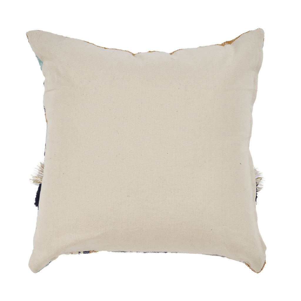 Blue Striped Cotton Throw Pillows With Tassels