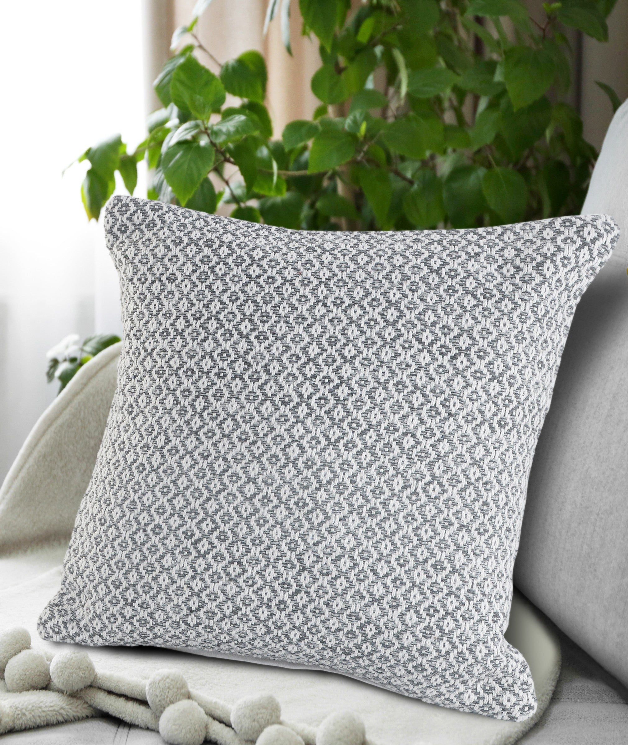 Gray Chevron Cotton Throw Pillow