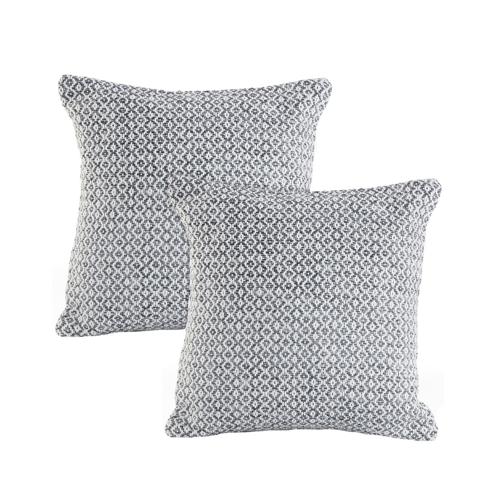Gray and White Geometric Cotton Throw Pillows