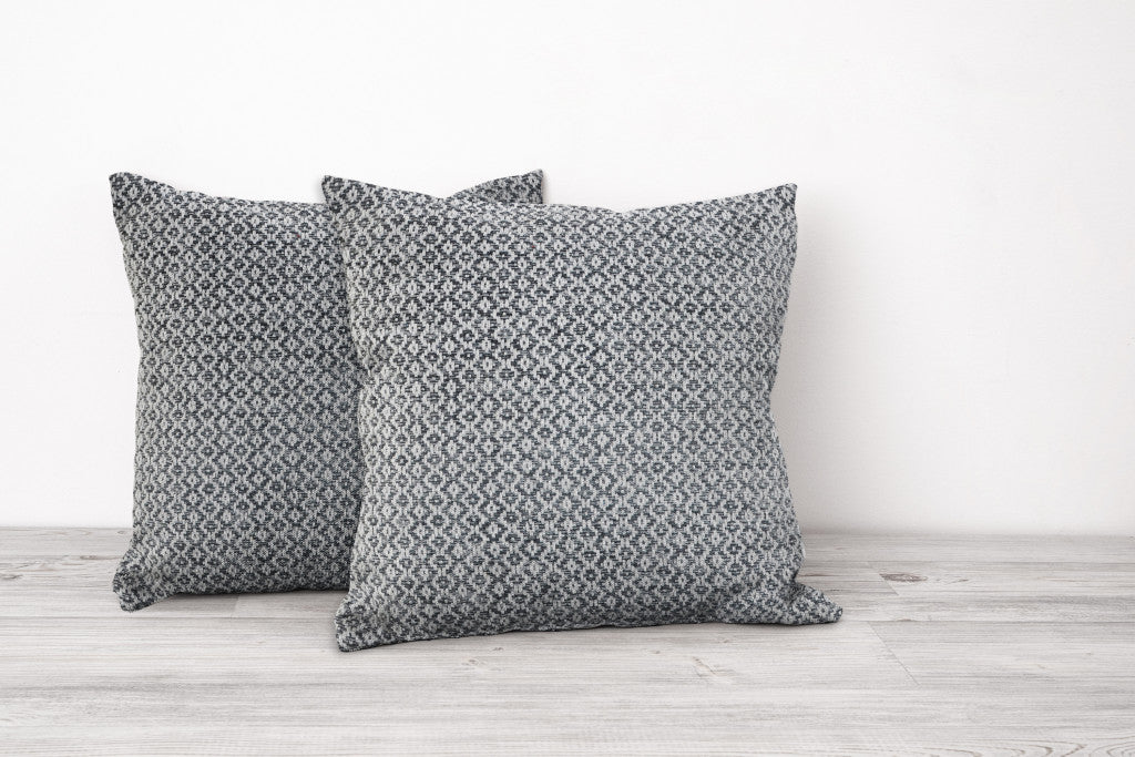 Gray and White Geometric Cotton Throw Pillows
