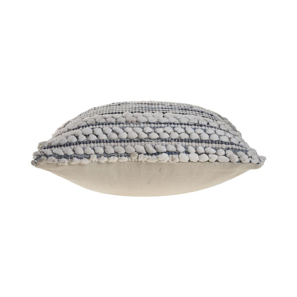 Blue And Ivory Cotton Throw Pillows with Texture