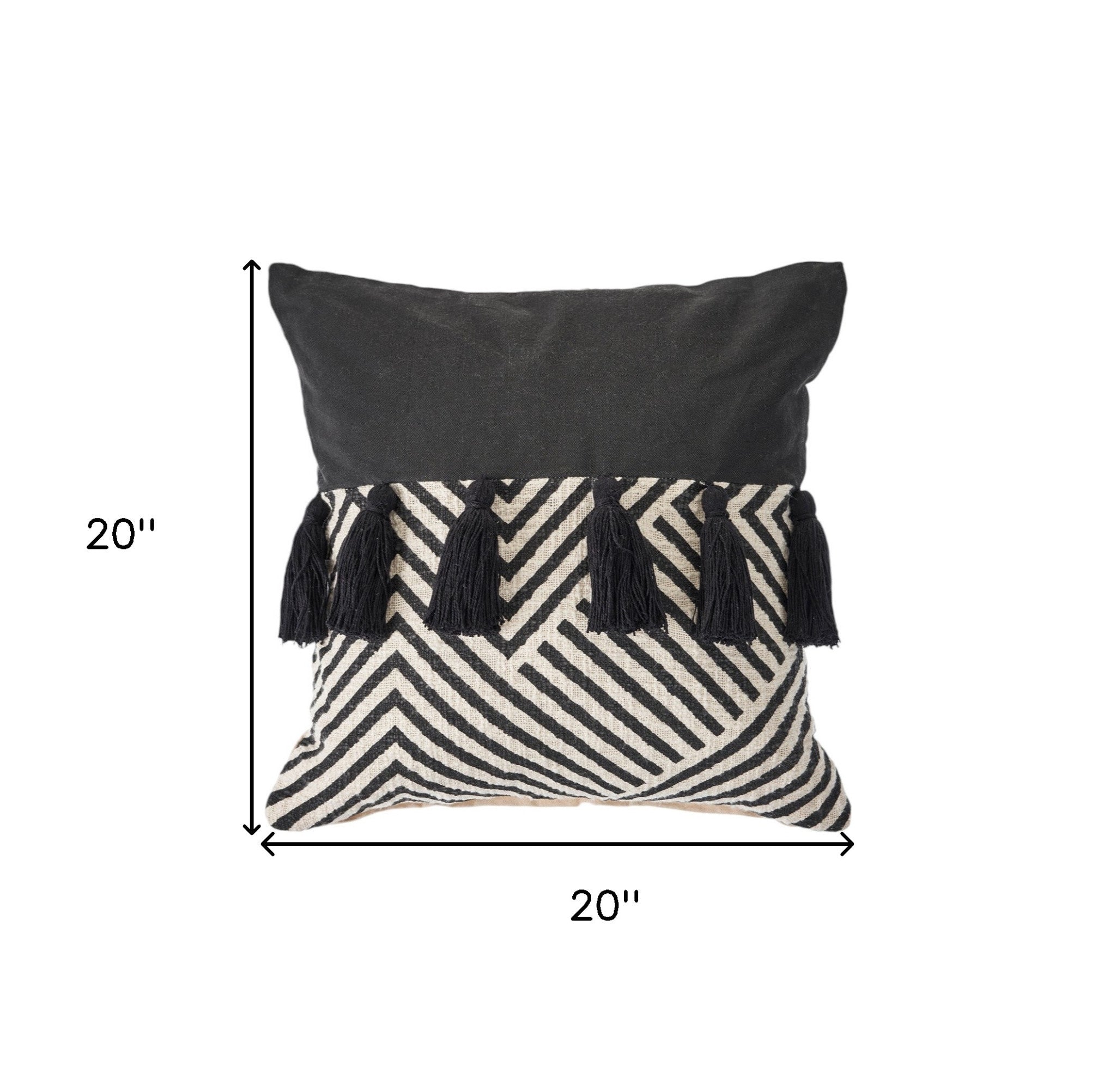 Black and White Chevron Cotton Throw Pillows With Tassels