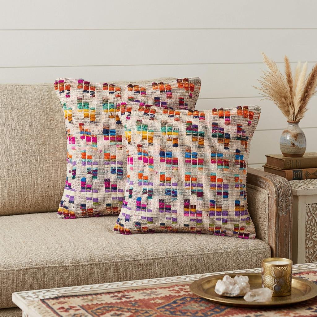 Brown Eclectic Cotton Throw Pillows
