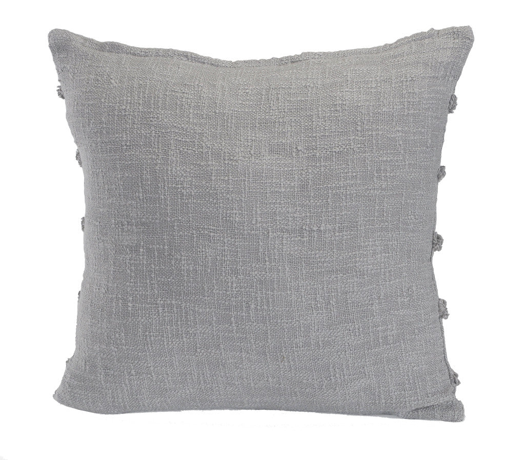 Beige Ribbed Cotton Throw Pillows With Fringe