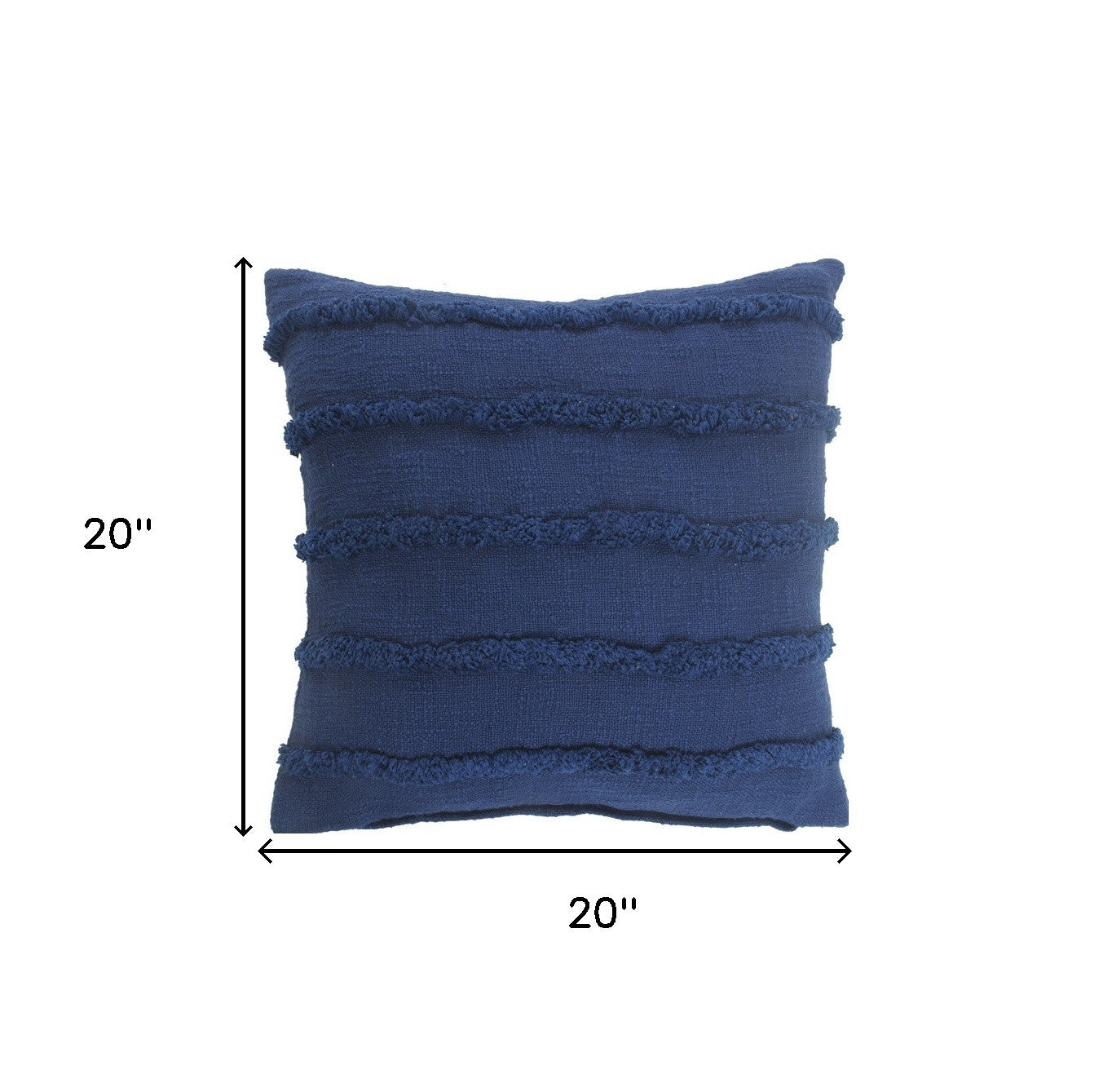 Beige Ribbed Cotton Throw Pillows With Fringe