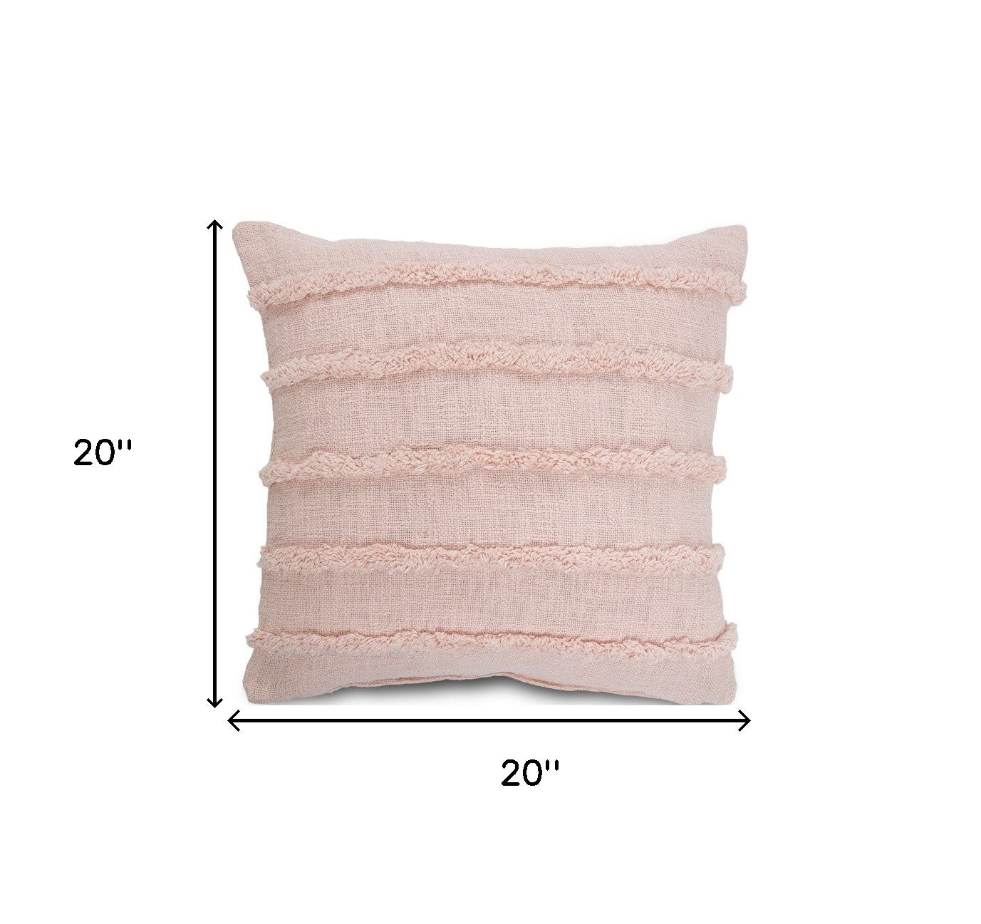 Beige Ribbed Cotton Throw Pillows With Fringe