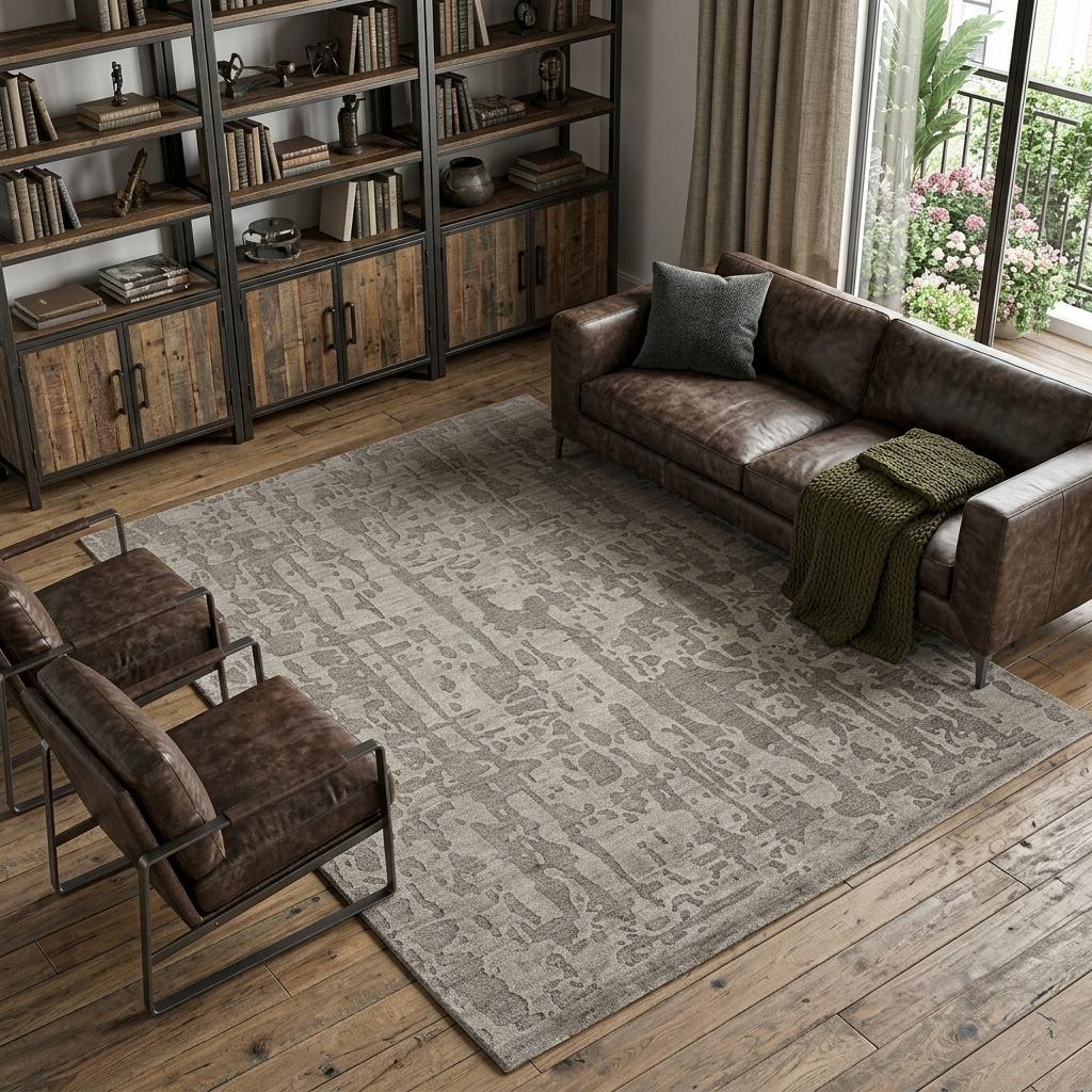 Taupe Abstract Hand Woven Area Rug