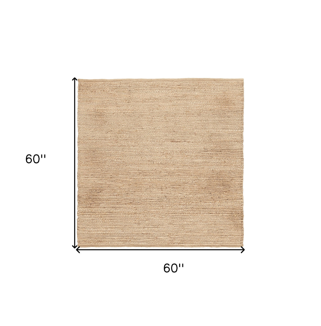 Beige Jute Hand Woven Square Rug
