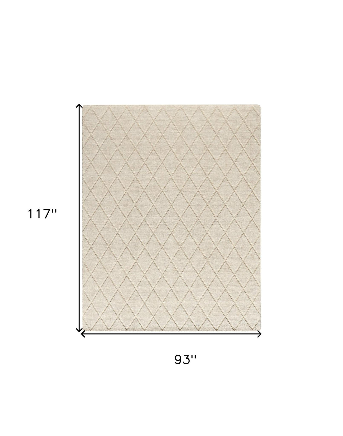 Ivory Wool Geometric Hand Woven Area Rug
