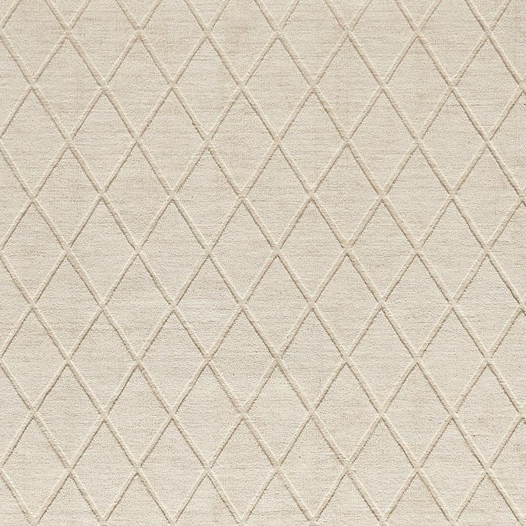 Ivory Wool Geometric Hand Woven Area Rug