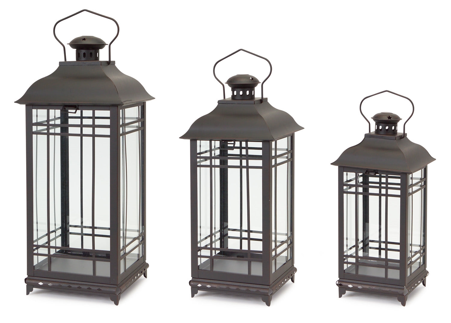 Traditional Black Metal Lantern Set