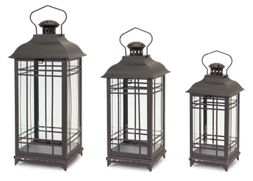 Traditional Black Metal Lantern Set
