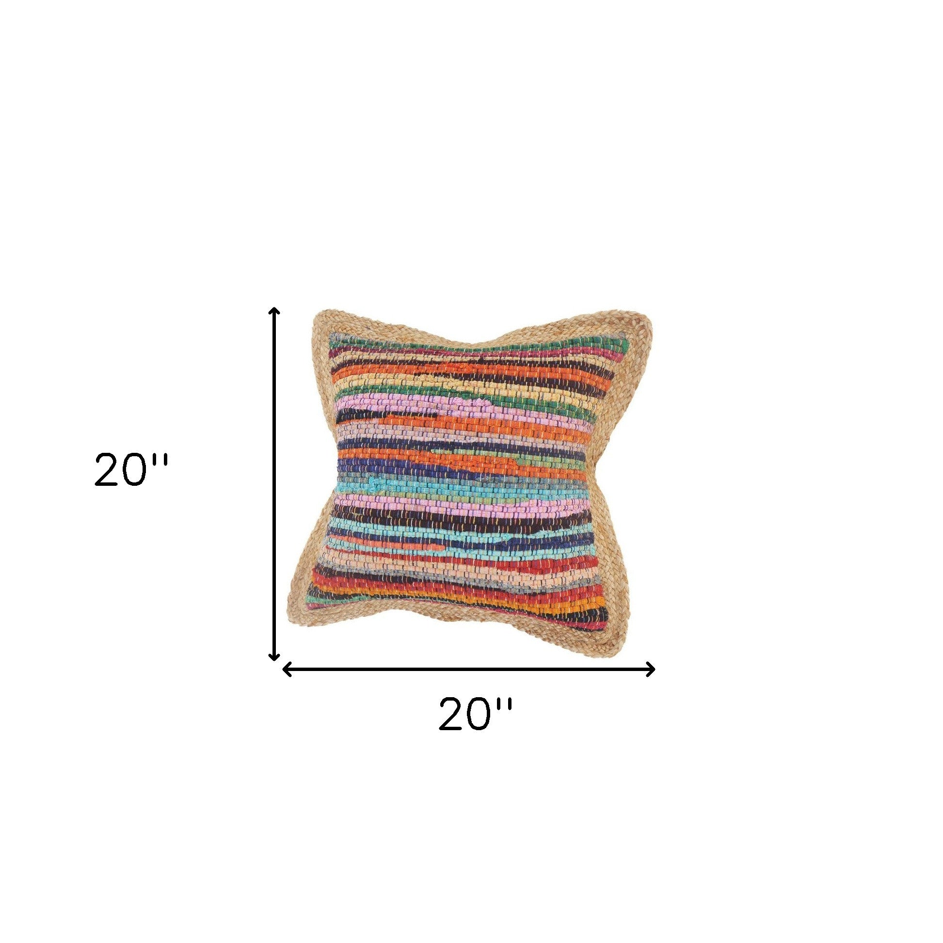 Blue Red And Natural Striped Cotton And Jute Throw Pillows