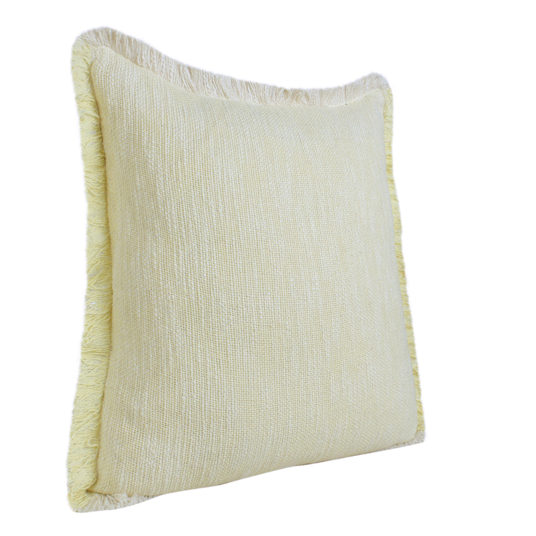 Lemon Cotton Throw Pillows with Fringe