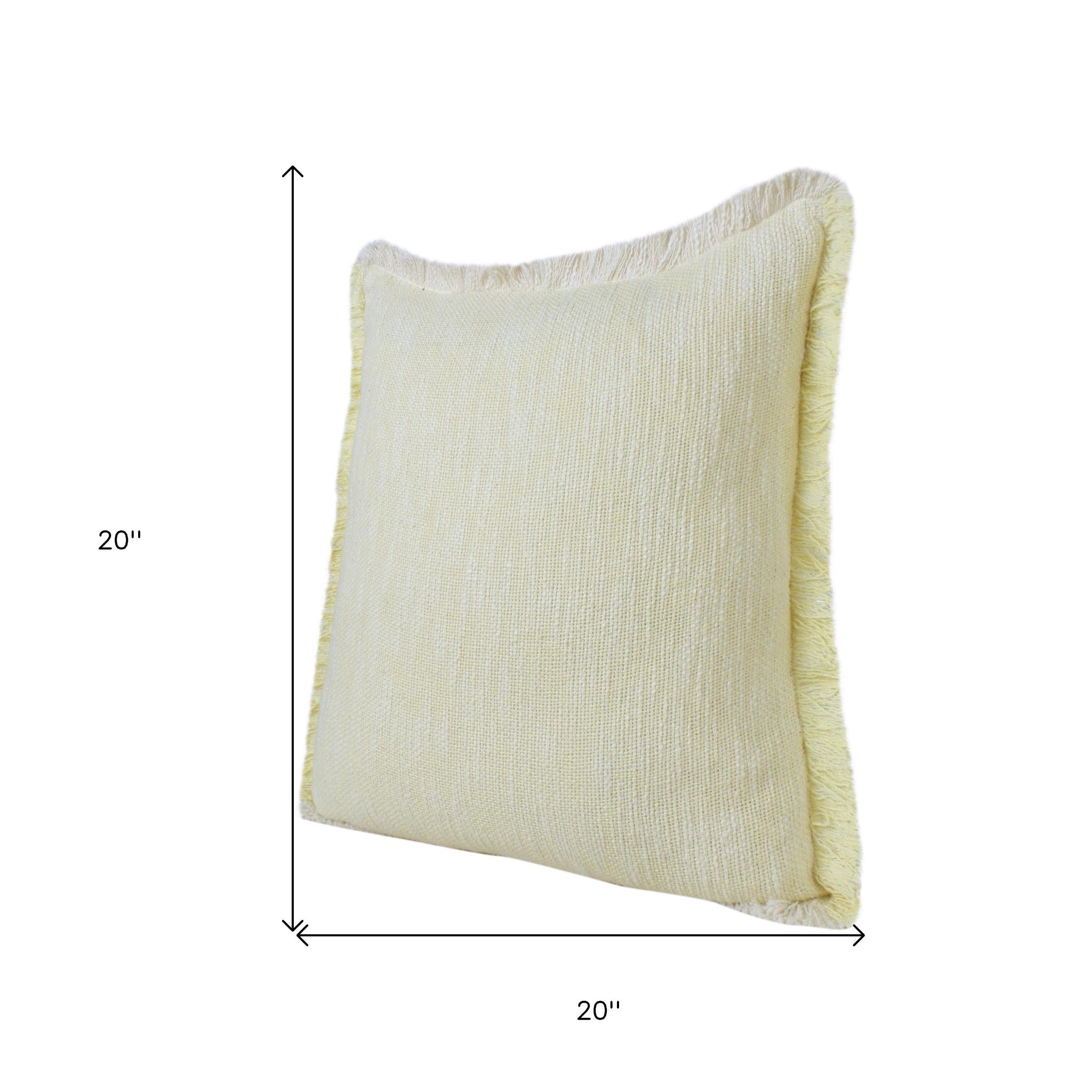 Lemon Cotton Throw Pillows with Fringe