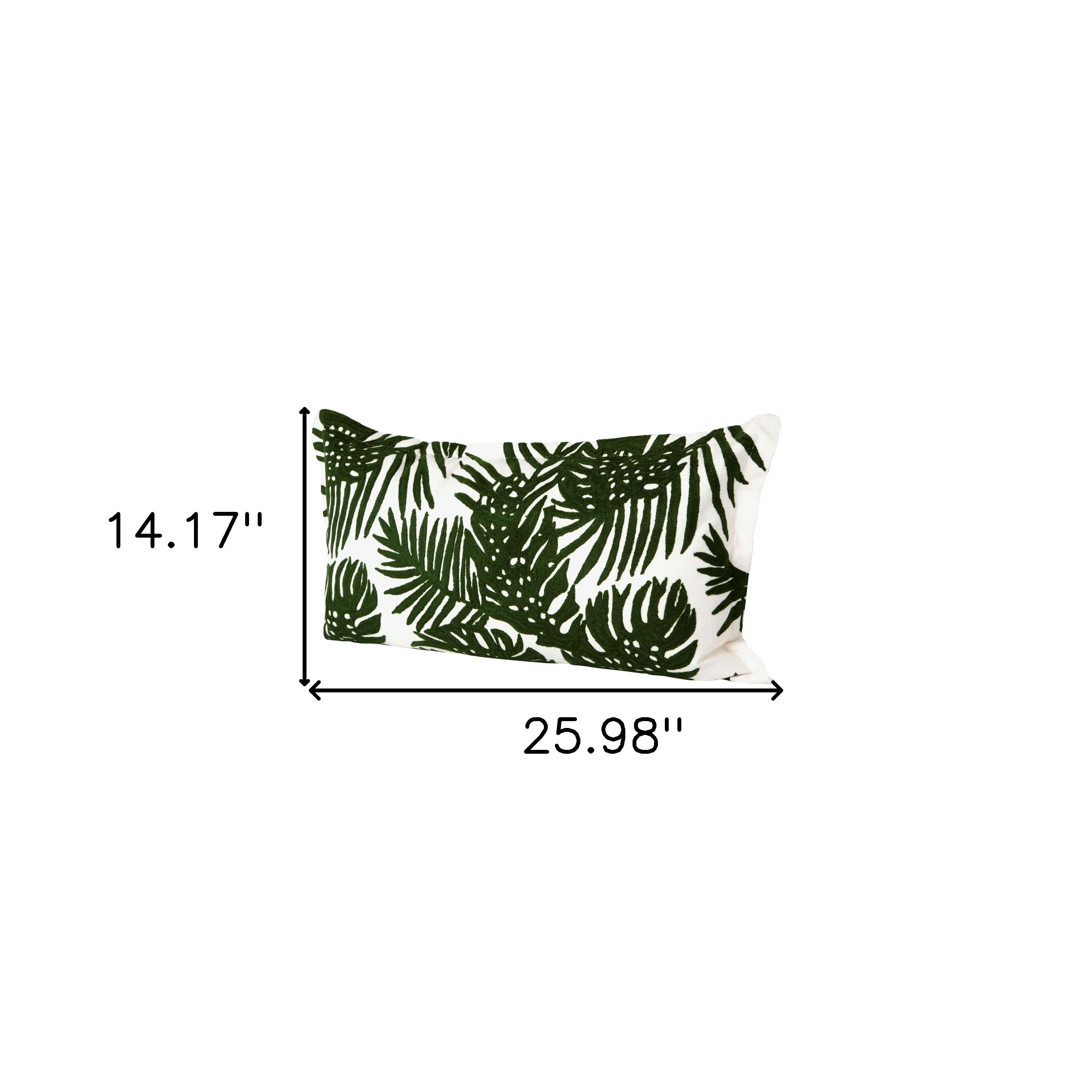 Tropical Botanical Linen Throw Pillow with Embroidery
