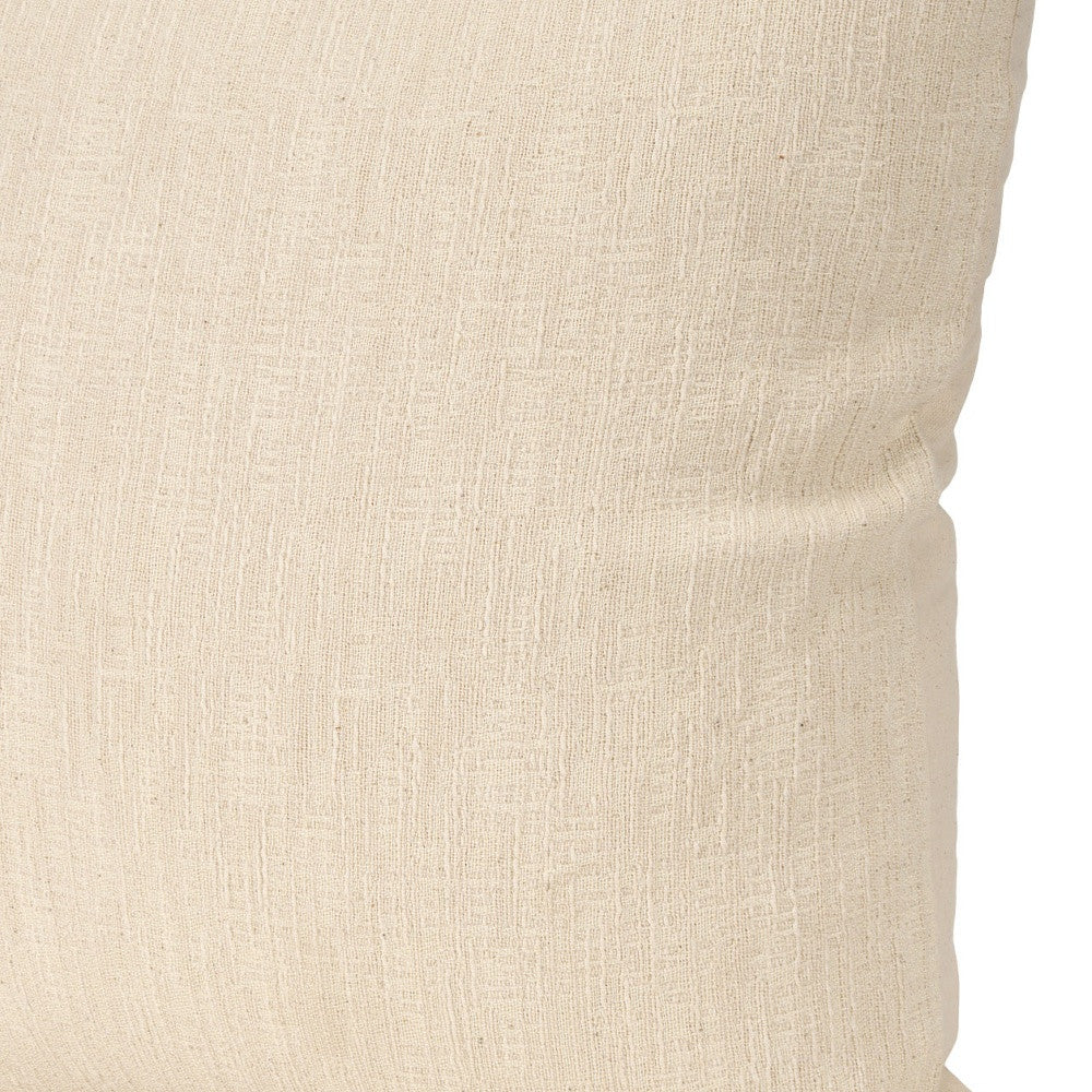 Cream Cotton Blend Throw Pillow with Texture