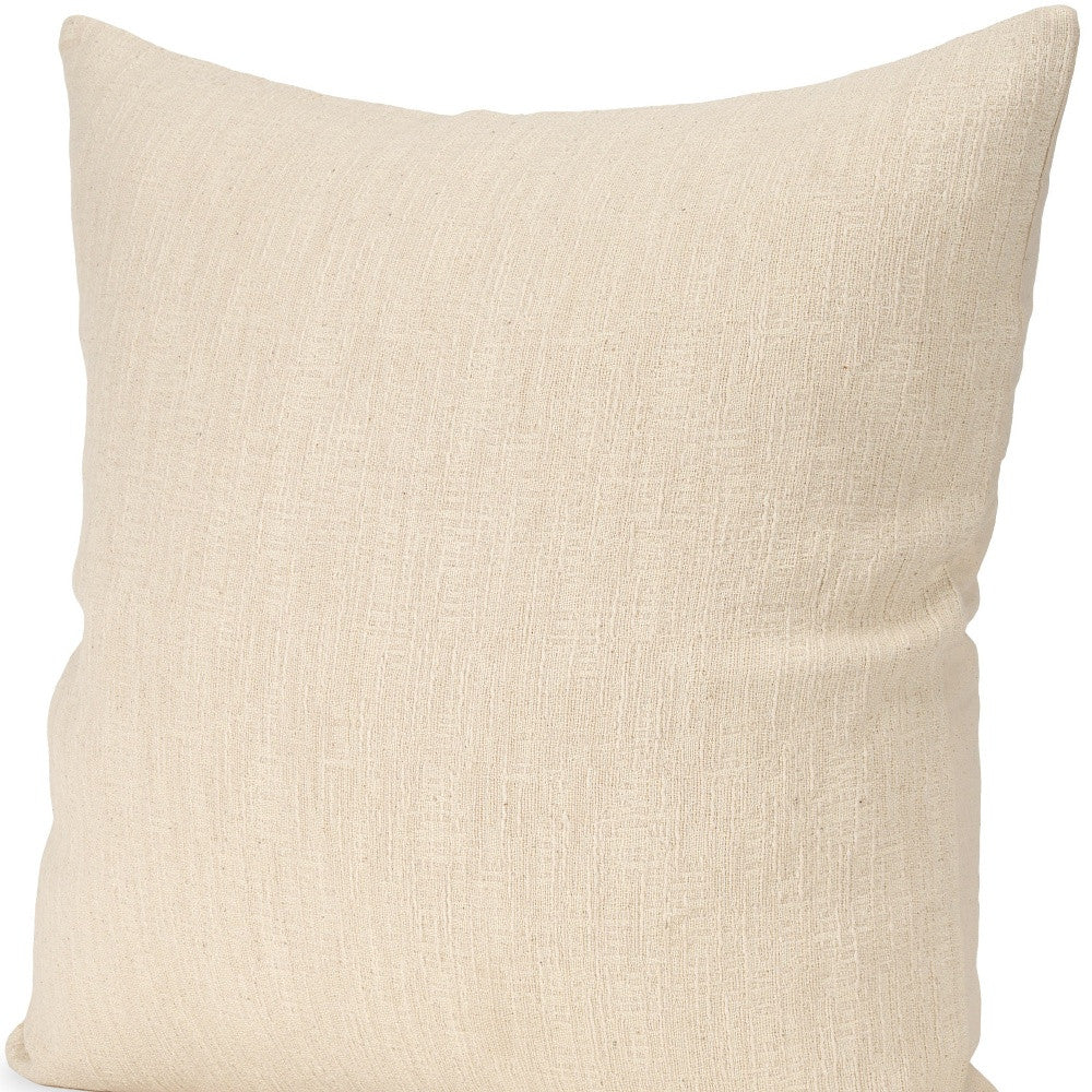 Cream Cotton Blend Throw Pillow with Texture