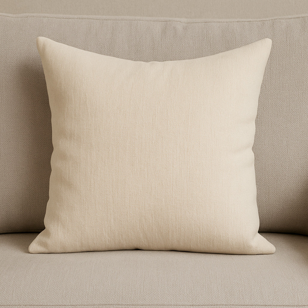 Cream Cotton Blend Throw Pillow with Texture