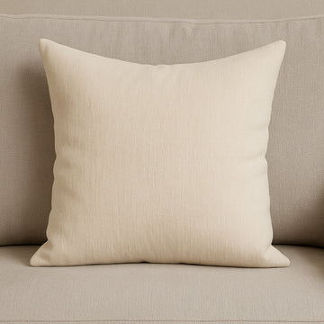 Cream Cotton Blend Throw Pillow with Texture