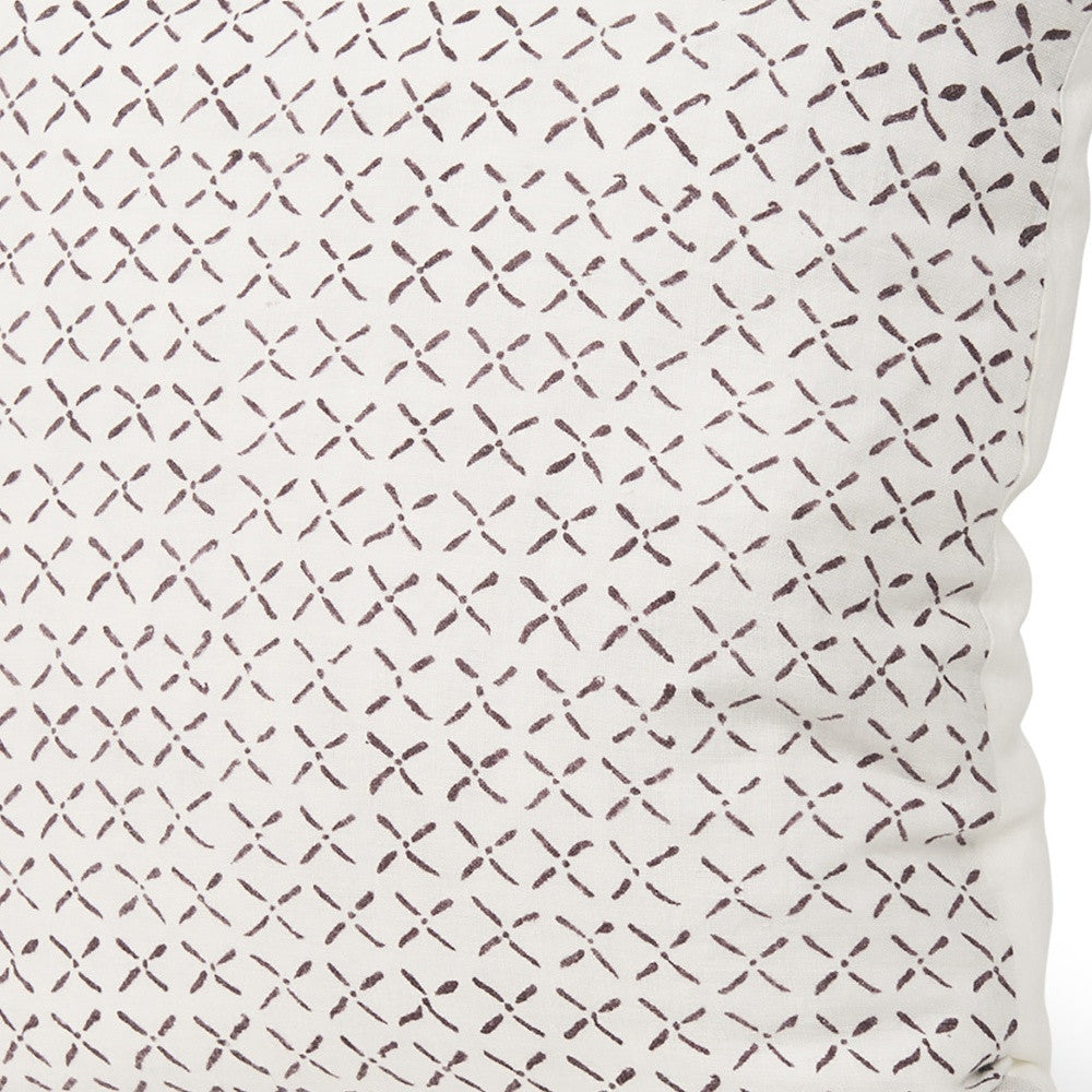 Cream And Merlot Geometric Linen Throw Pillow with Embroidery