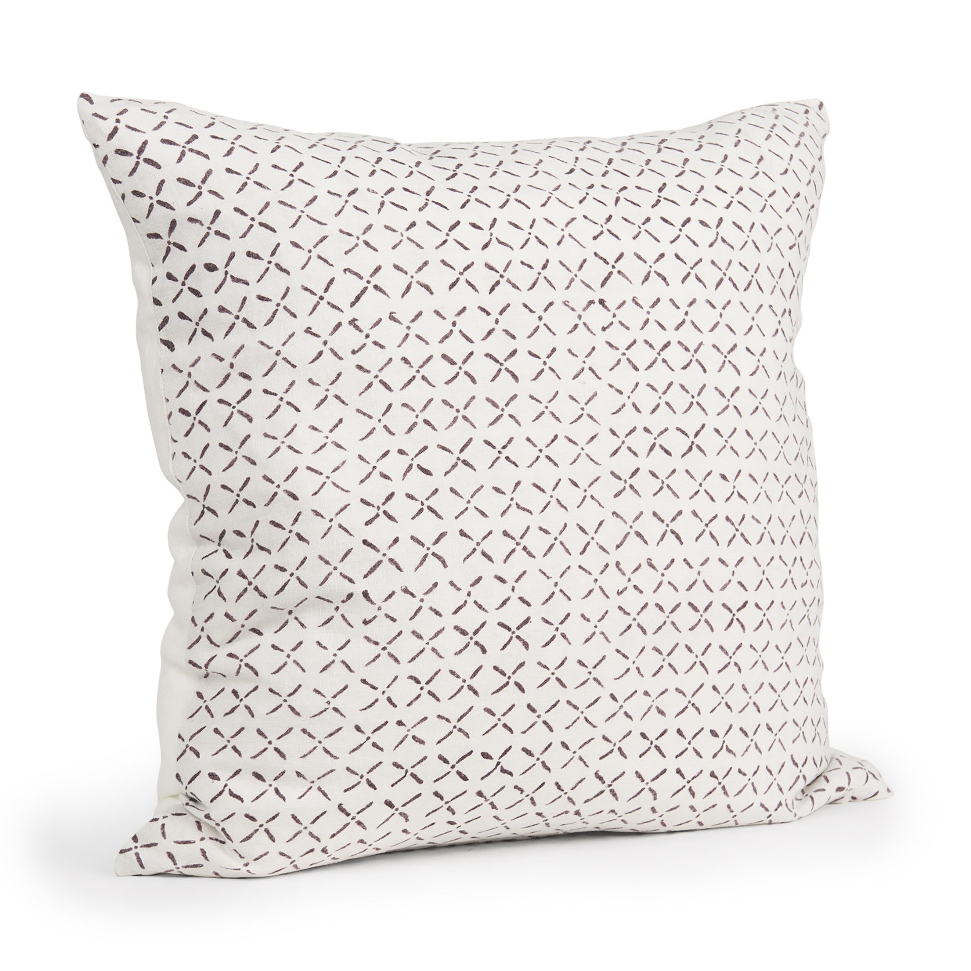 Cream And Merlot Geometric Linen Throw Pillow with Embroidery