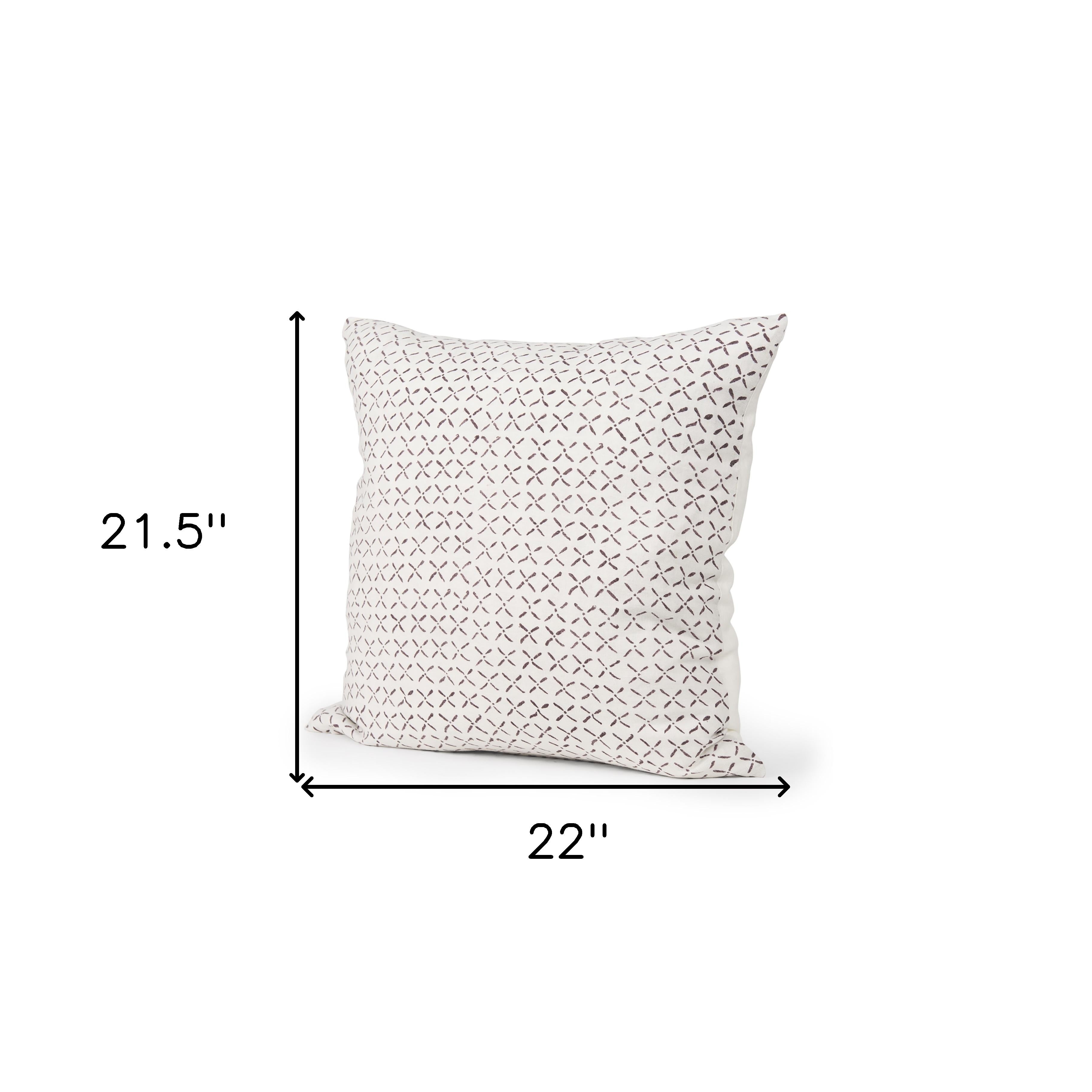 Cream And Merlot Geometric Linen Throw Pillow with Embroidery